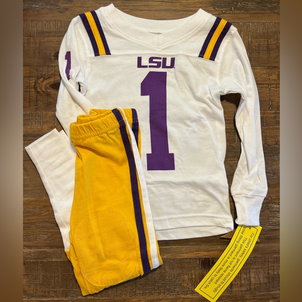 LSU Kids White and Yellow Long Sleeve Shirt
